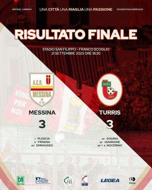 Il Messina gioca, diverte, segna, ma la Turris prende un punto