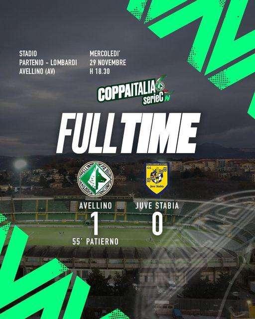 Coppa Italia Serie C, Avellino - Juve Stabia 1-0: ai lupi basta un goal di Patierno 