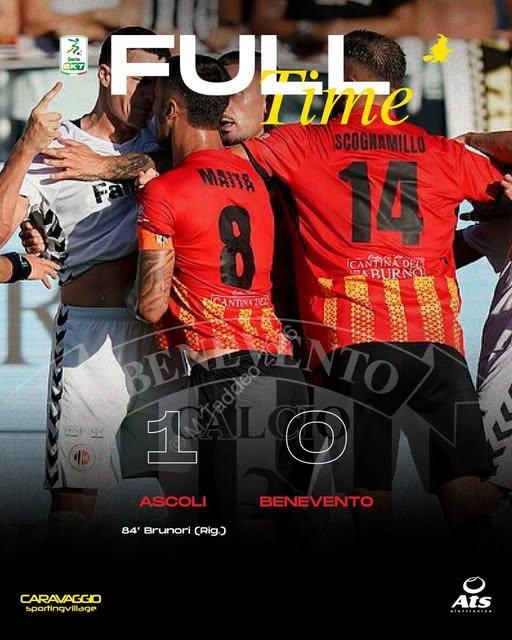 Ascoli-Benevento 1-0, la Strega paga l’espulsione di Prisco