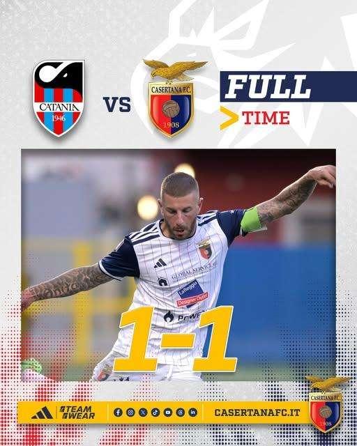 La Casertana riprende il Catania: 1-1 al Massimino 