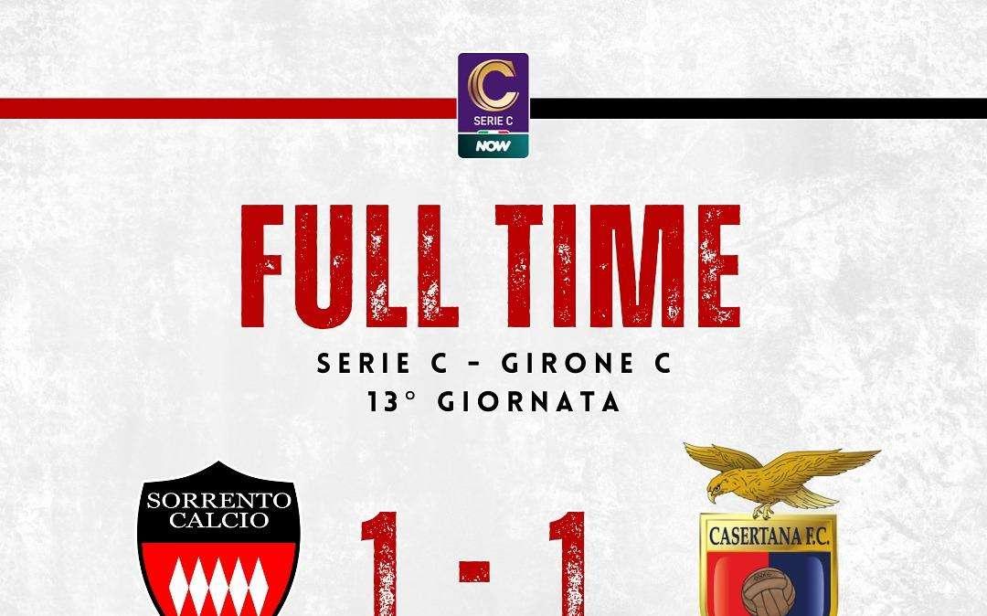 Sorrento-Casertana 1-1,solo  pari al Viviani di Potenza  