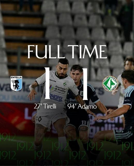 Entella-Avellino 1-1: Adamo risponde a Tirelli in pieno recupero