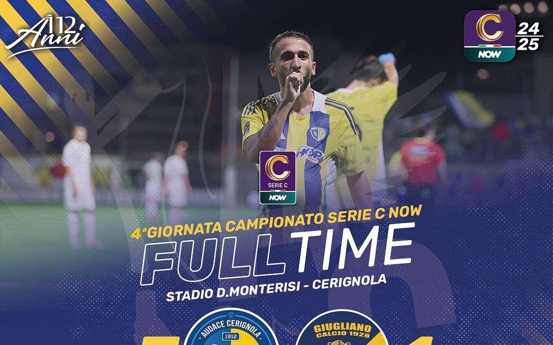 Il Giugliano cade a Cerignola con il punteggio di 3-1 
