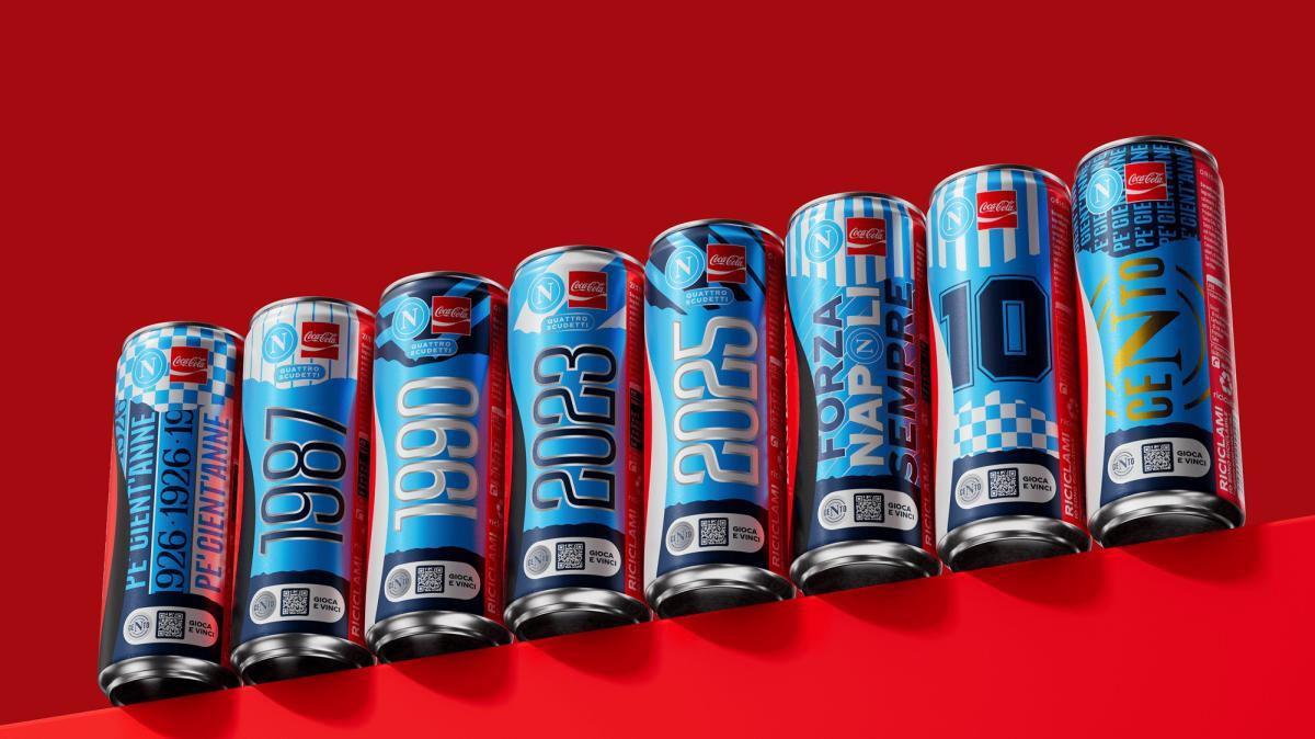 Il Napoli festeggia 100 anni con otto lattine esclusive Coca-Cola