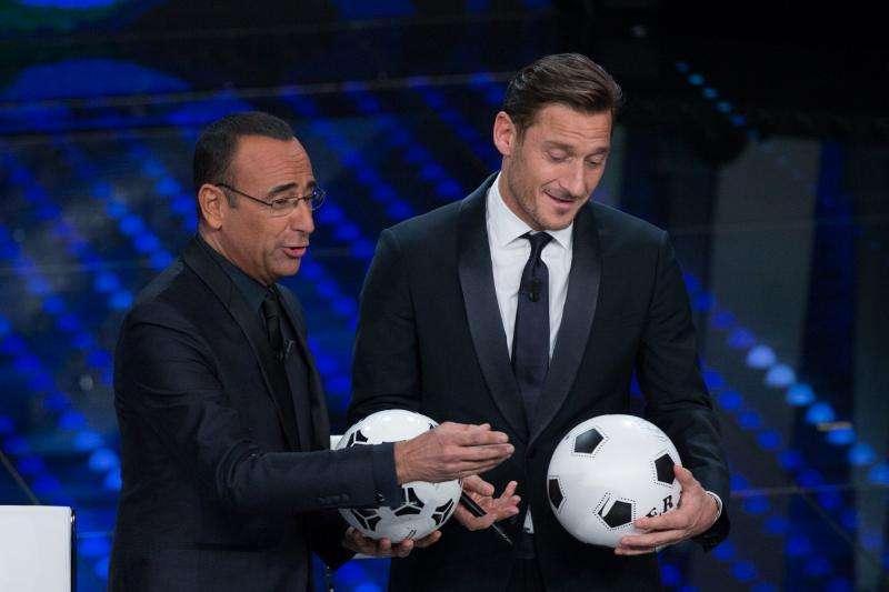 Totti-Conti e Roma-Fiorentina finisce anche a Sanremo