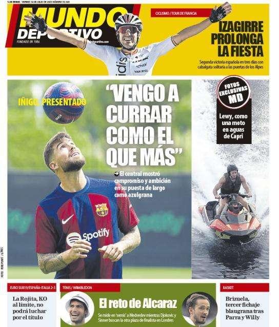 Mundo Deportivo, Iñigo Martínez: "Vengo a currar como el que más"