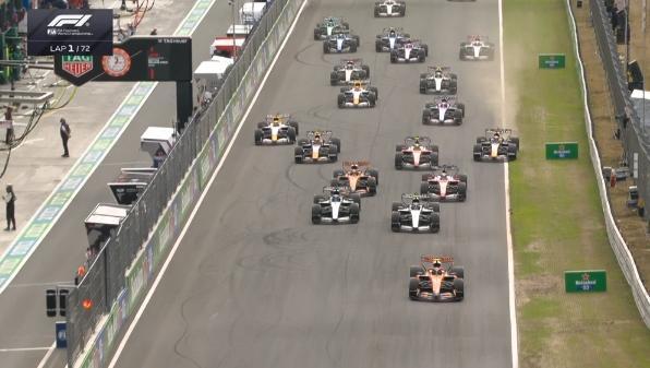 F1 | Zandvoort, partenza! Russell pattina, Piastri rischia con le Ferrari. Poi Verstappen...