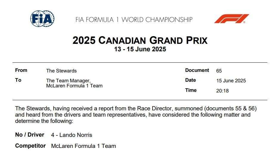 F1 | UFFICIALE FIA, penalità per Norris: colpa sua il contatto con Piastri