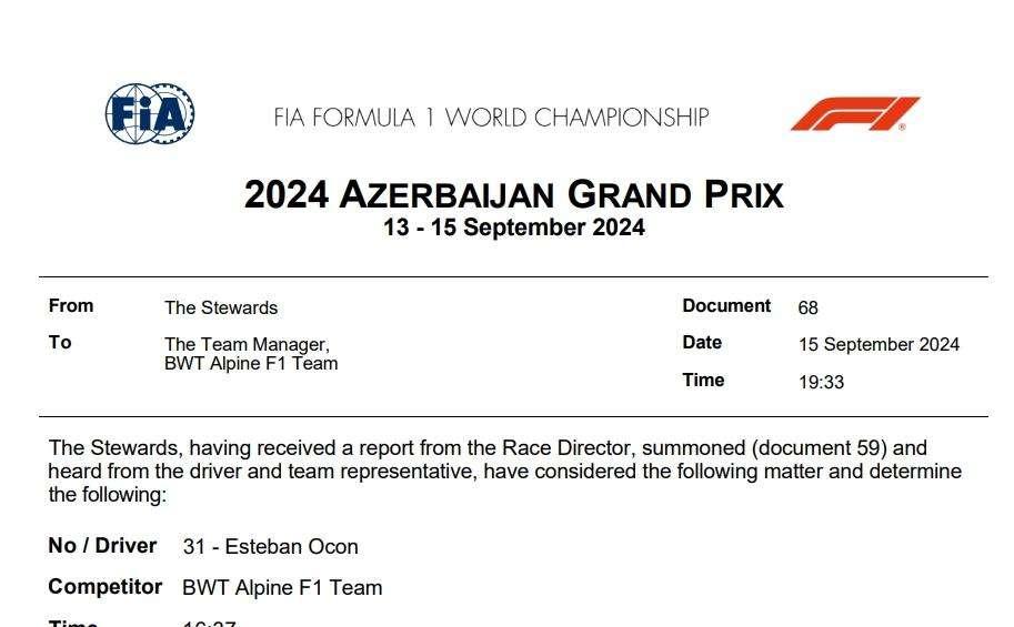 F1 | UFFICIALE, warning per Ocon per sorpasso in VSC