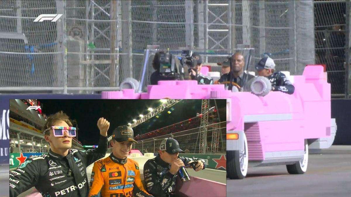 F1 Formula 1 | Solo a Las Vegas: i primi tre sul podio in una Cadillac rosa di LEGO