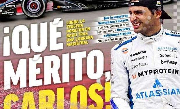 F1 | Sainz, copertina pazza di Marca dopo il podio di Baku con Williams