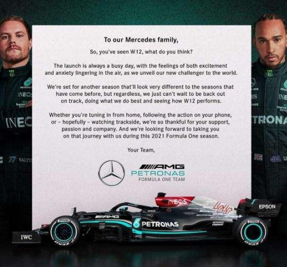 Formula 1 / Mercedes, lettera ai tifosi: "Che ne pensate della W12?"