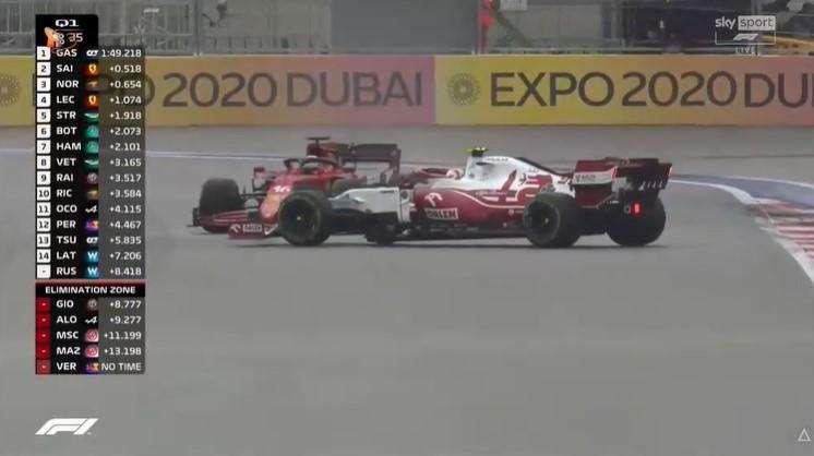 Formula 1 | Sochi, la Ferrari di Leclerc evita l'Alfa Romeo di Giovinazzi