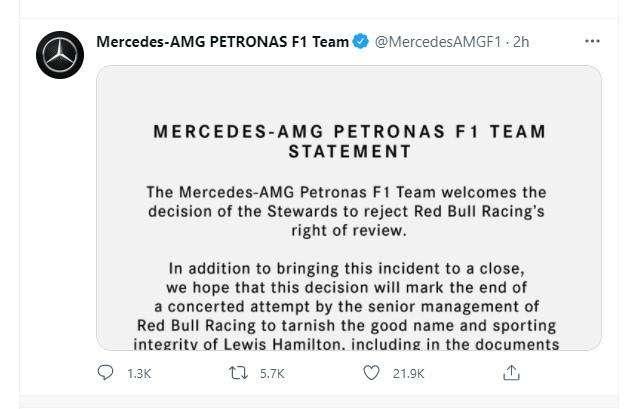 Formula 1 | Durissimo comunicato Mercedes contro Red Bull: "Tentativo di infangare Hamilton"