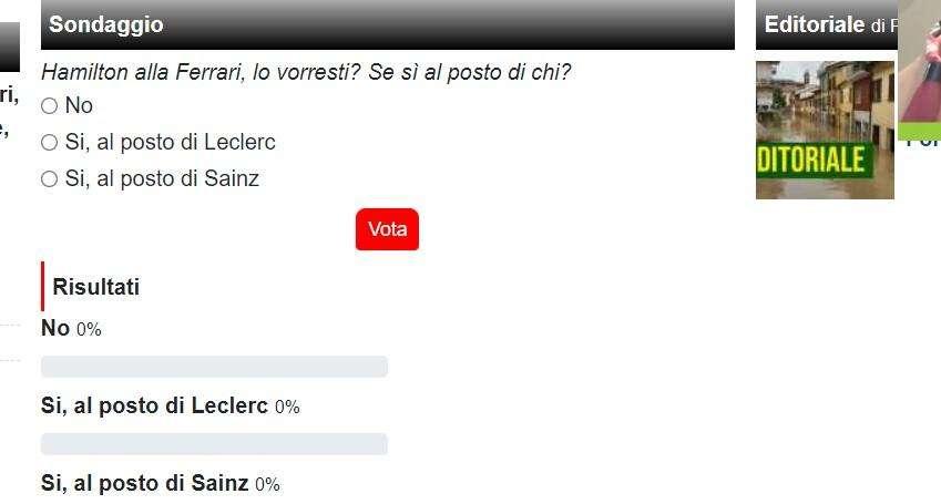 SONDAGGIO F1 | Ferrari-Hamilton, lo vorresti? Se sì al posto di chi?