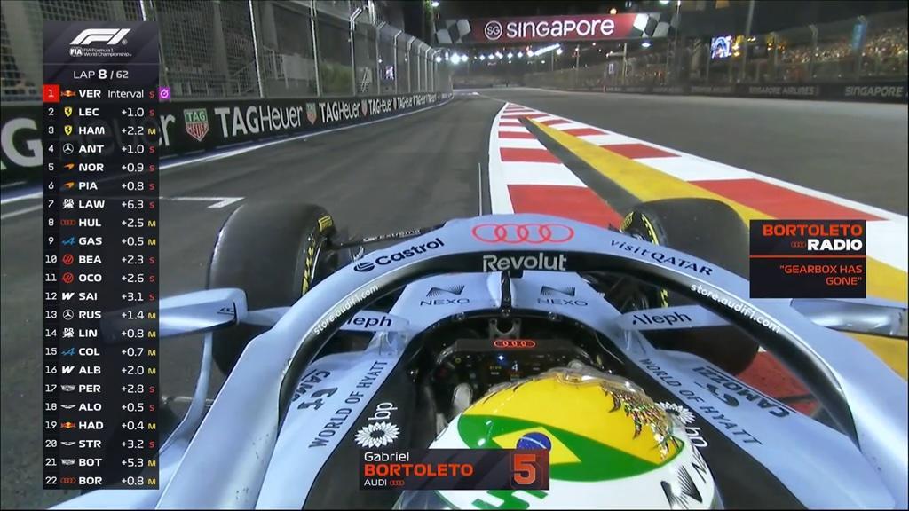 F1 | Singapore, problemi per Bortoleto: Audi ferma all'uscita dei box