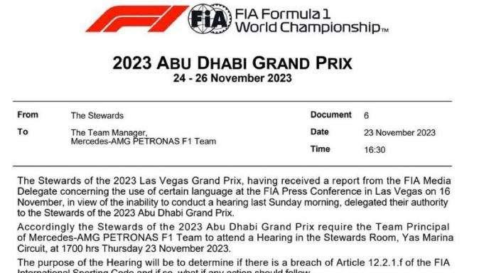 F1 | UFFICIALE - FIA, warning ufficiale per Vasseur e Wolff ad Abu Dhabi