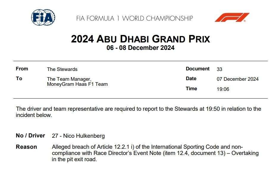 F1 | Qualifiche Abu Dhabi: Penalità per Nico Hulkberg che slitta in settima posizione
