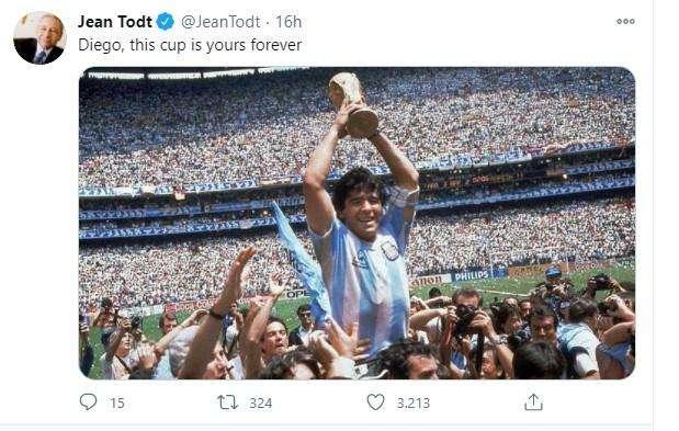 F1 / Morte Maradona, Todt: "Questa coppa sarà tua per sempre"