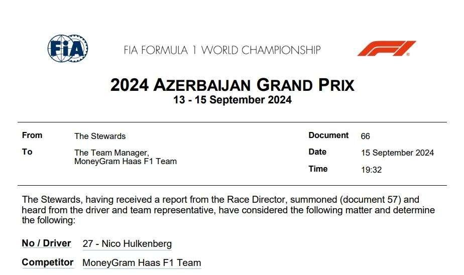 F1 | UFFICIALE, warning per Hulkenberg per sorpasso in VSC