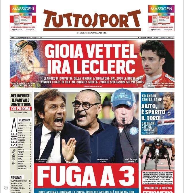 Prima pagina TS - Inter, Napoli, Juventus: è fuga a tre