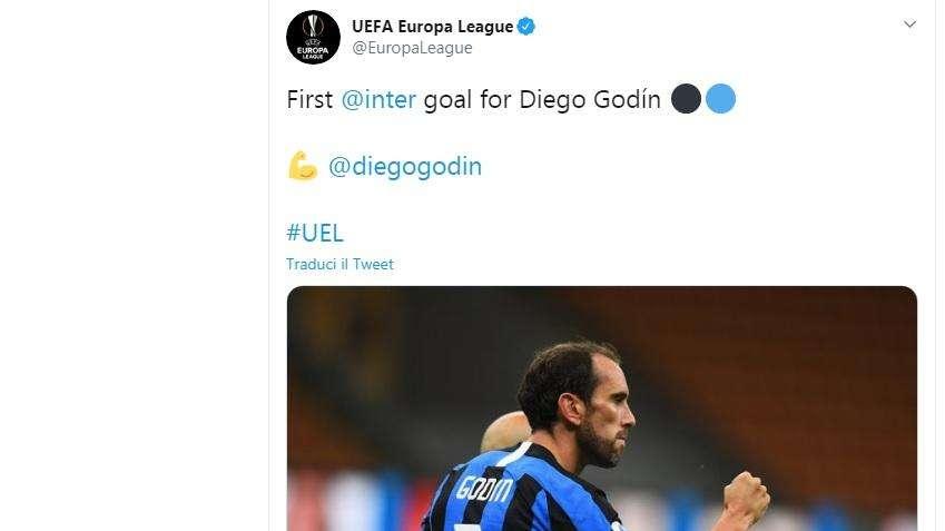 Godin, primo gol in nerazzurro: anche l'Europa League lo celebra