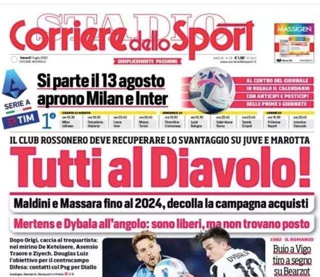 Prima CdS - Serie A, si parte il 13 agosto: aprono Milan e Inter