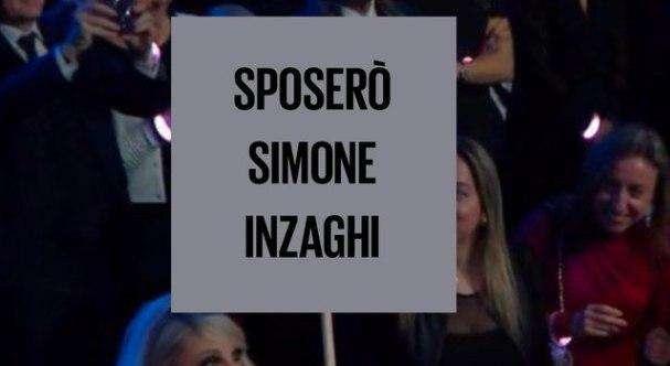 Katia Follesa e il cartellone a Sanremo per Simon Le Bon, gli auguri dell'Inter per San Valentino: "Sposerò Simone Inzaghi"