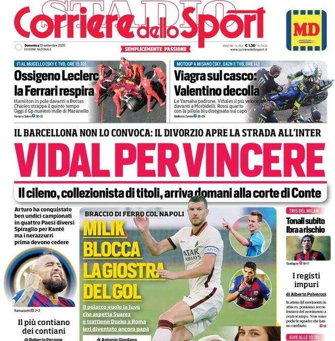 Prima CdS - Vidal per vincere, domani alla corte di Conte. Spiraglio per Kanté