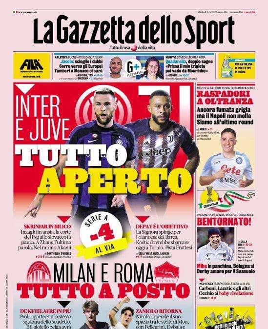 Prima GdS - Inter e Juve, tutto aperto: Skriniar in bilico, Inzaghi in ansia