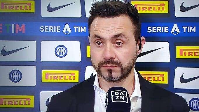Sassuolo, De Zerbi a Dazn: "Abbiamo creato più dell'Inter. Rigore su Raspadori? Sì, e Irrati non mi piace"