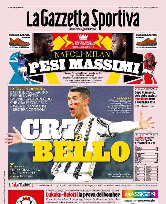 Prima pagina GdS - Lukaku-Belotti, la prova del bomber. Conte deve far volare l'Inter