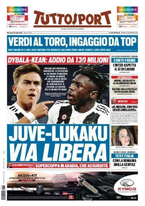 Prima TS - Juve-Lukaku, via libera. Conte freme: per Dzeko riproposto Vergani, l'Inter aspetta il sì di Cavani