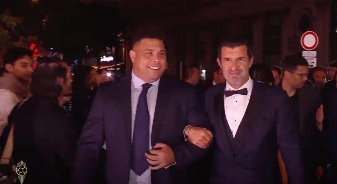 Red Carpet nerazzurro galactico alla cerimonia del Pallone d'Oro: Ronaldo e Figo insieme