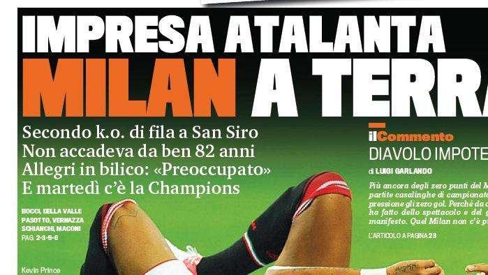 GdS - Milan a terra, Allegri in bilico. Da 82 anni...