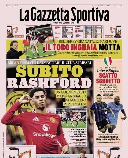 Prima GdS - Inter e Napoli, scatto Scudetto. Inzaghi a Venezia per cancellare Riad