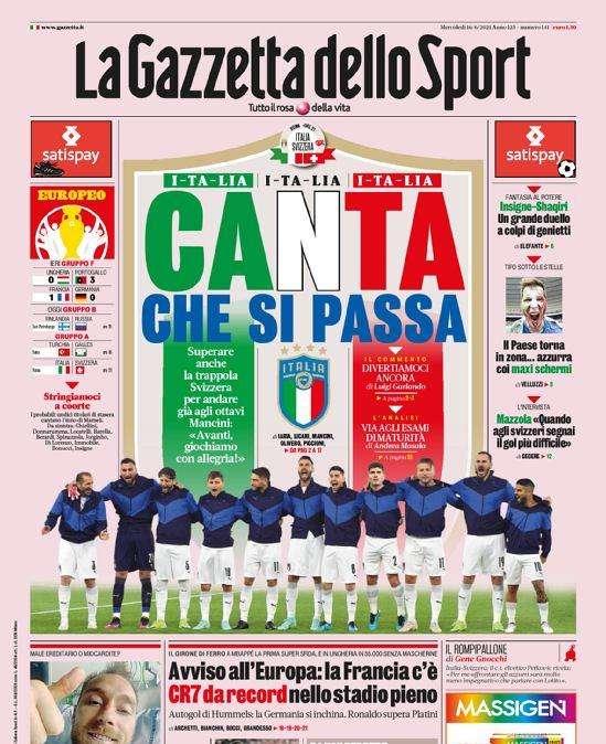 Prima pagina GdS - Italia, canta che si passa!