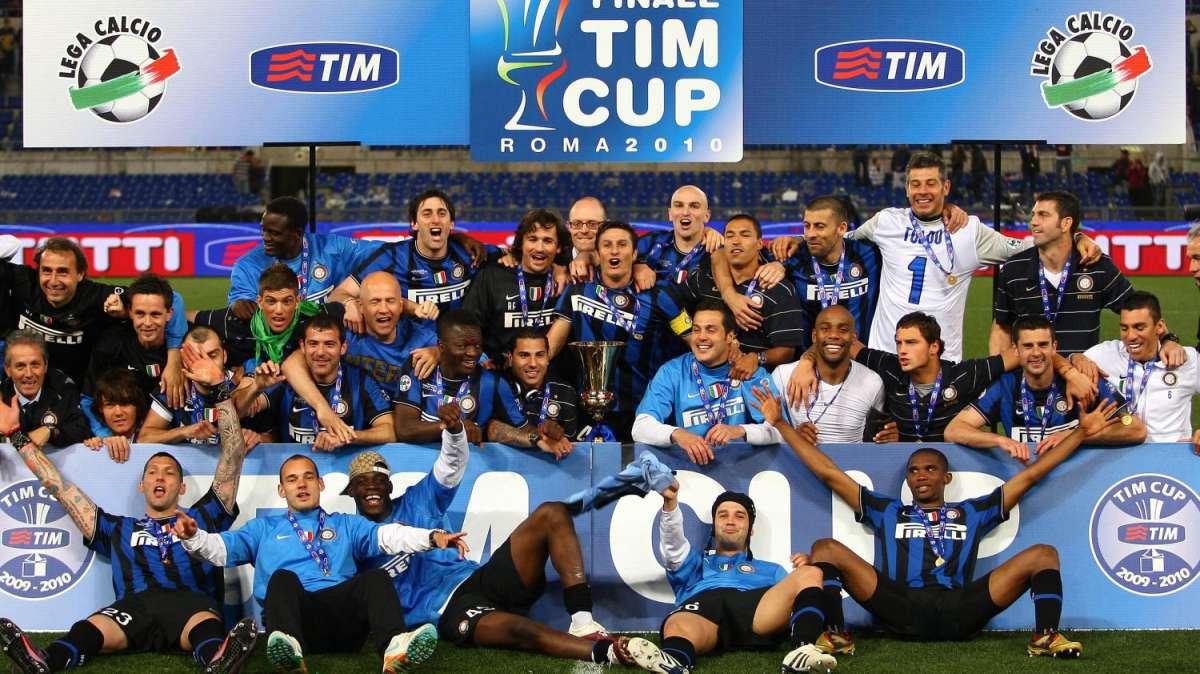I nerazzurri festeggiano la Coppa Italia, il 5 maggio 2010