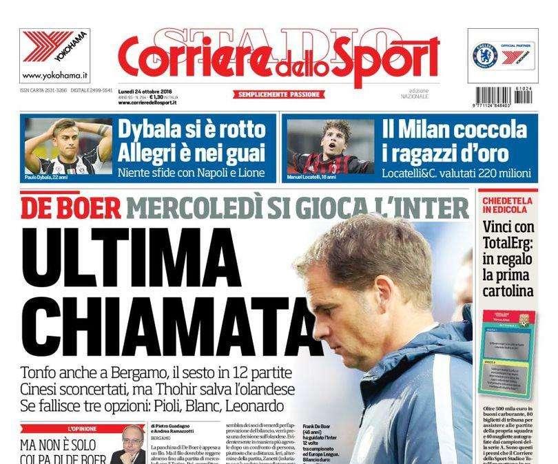 Prima CdS - Ultima chiamata. Mercoledì De Boer si gioca l'Inter. Cinesi sconcertati, Thohir salva l'olandese