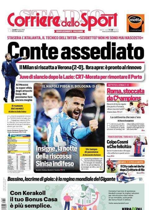 Prima CdS - Conte assediato, stasera l'Atalanta