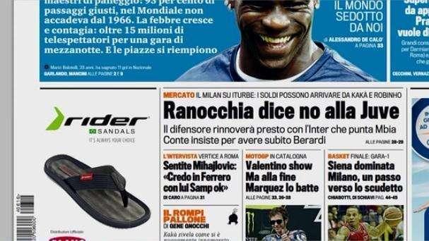 GdS - Ranocchia, no alla Juve. L'Inter punta Mbia