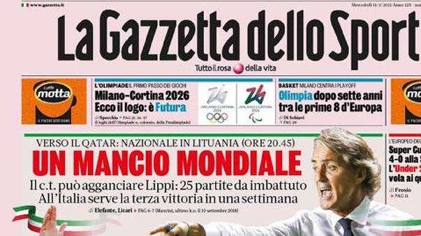 Prima pagina GdS - Un Mancio Mondiale