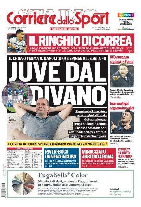 Prima pagina CdS - Inter multigol, segnano in tredici