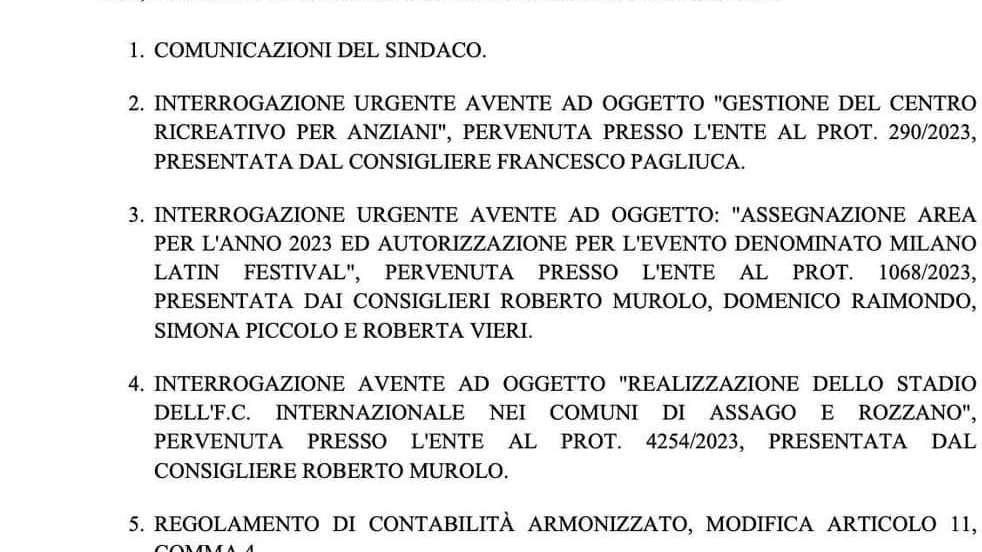 Assago, giovedì Consiglio Comunale: all'ordine del giorno anche lo stadio dell'Inter