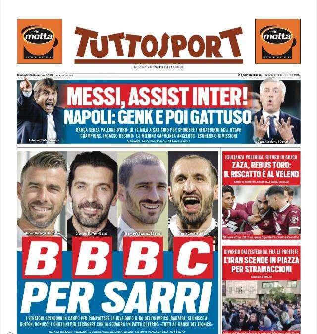 Prima TS - Messi, assist Inter: Barça senza Pallone d'Oro. In 72mila a San Siro per spingere i nerazzurri agli ottavi