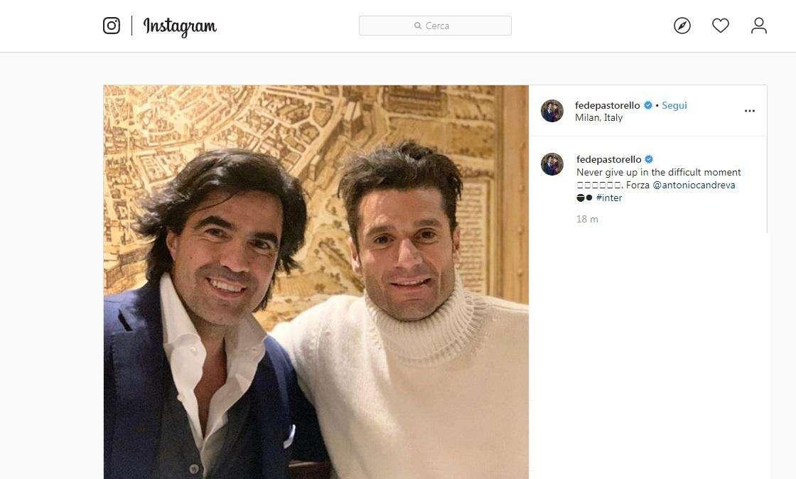 Pastorello carica Candreva su Instagram: "Never give up"