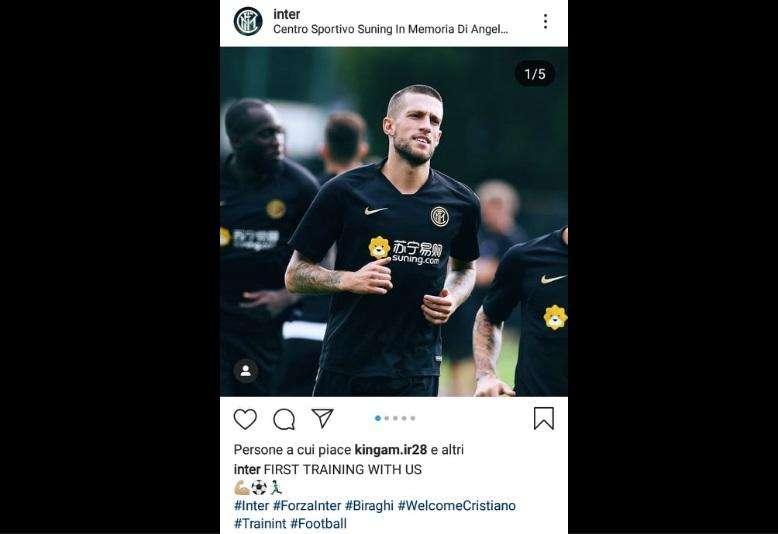 L'Inter saluta sui Instagram il primo allenamento di Biraghi