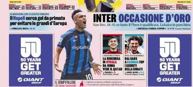 Prima GdS - Inter occasione d'oro. Lukaku in panchina