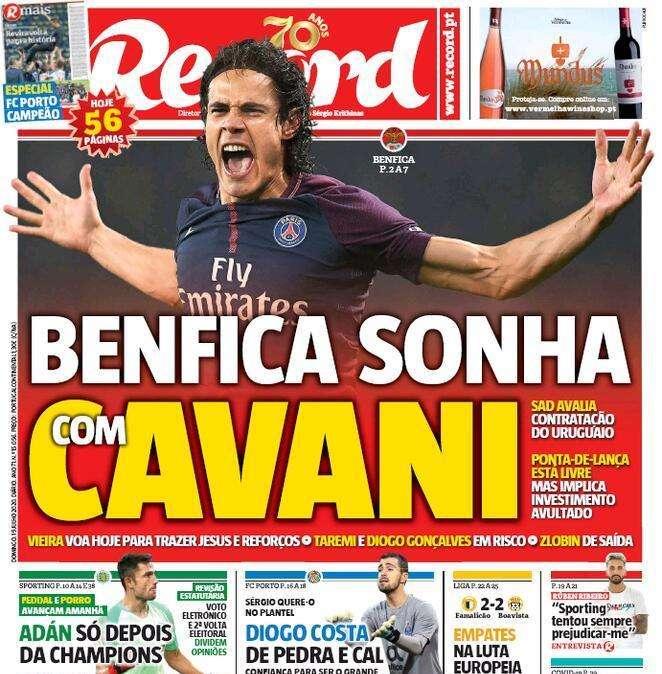 Record - Cavani, futuro in Portogallo? È il sogno del Benfica