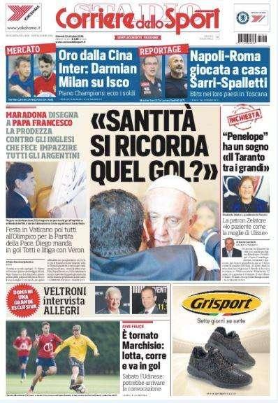 Prima pagina CdS - Oro dalla Cina: Inter su Darmian